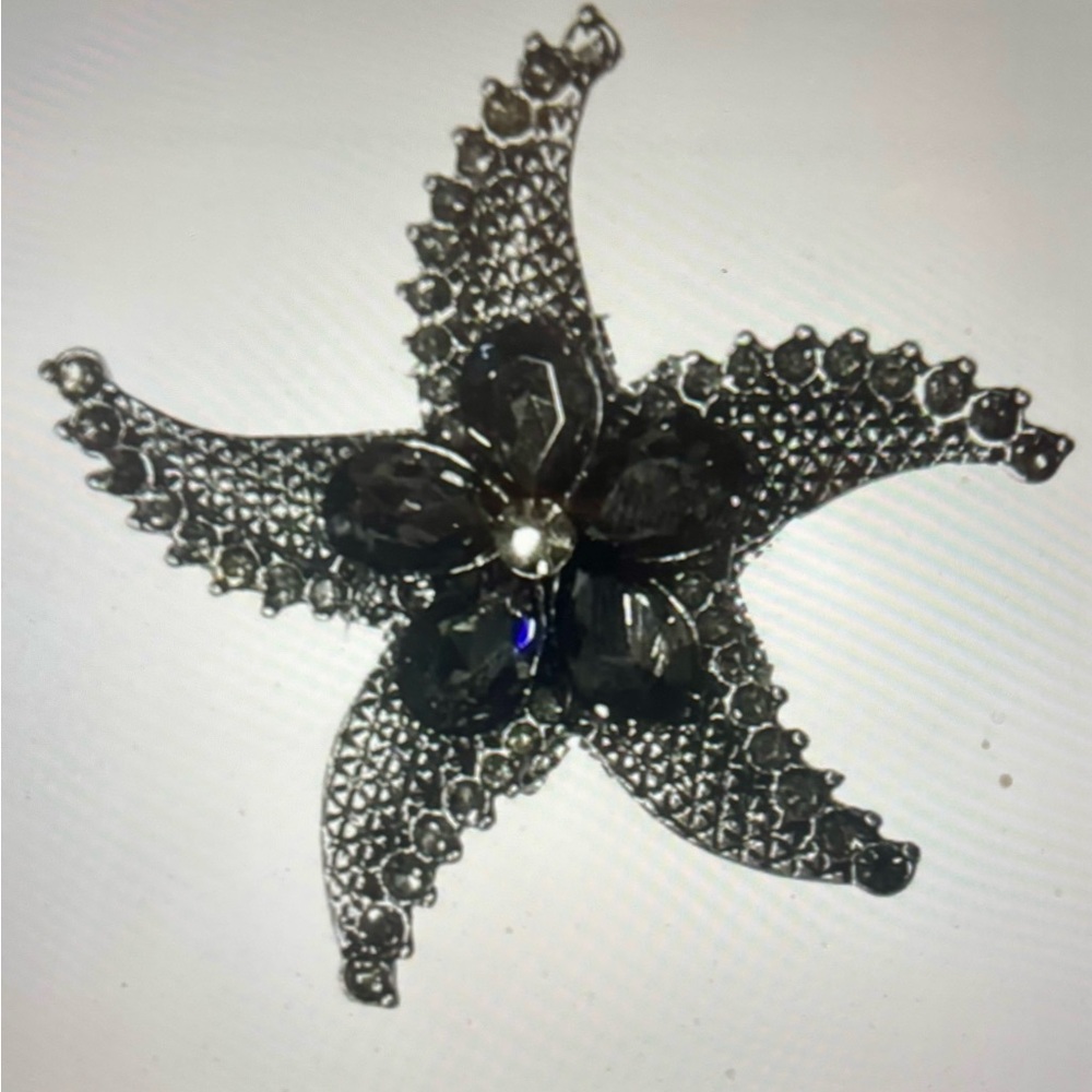 Crystal Floral Starfish Brooch
